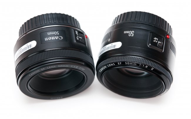 Canon EF 50 mm f/1.8 STM (links) und Canon EF 50 mm f/1.8 II (rechts) im Vergleich